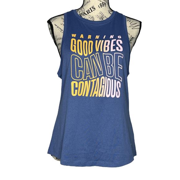 Nike MEDIUM Dry-Fit Warning Good Vibes Can Be Contagious Athletic Tank Top - Picture 1 of 11